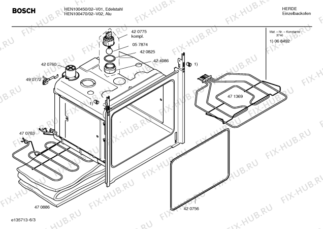 Схема №6 HEN100450 с изображением Ручка переключателя для плиты (духовки) Bosch 00424631