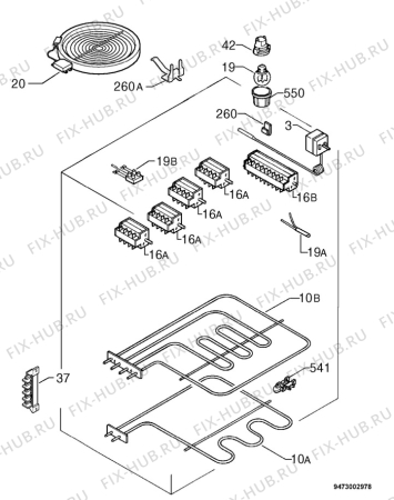 Взрыв-схема плиты (духовки) Zanussi ZCV5220W - Схема узла Electrical equipment 268