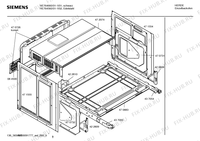 Взрыв-схема плиты (духовки) Siemens HE764560 IC3 - Схема узла 05