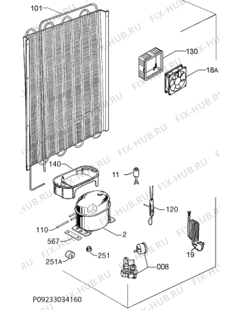 Взрыв-схема холодильника Electrolux ERG2793FOW - Схема узла Cooling system 017