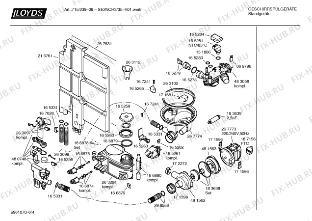 Взрыв-схема посудомоечной машины Lloyds SE2NCH3 Art.:715/239-09 - Схема узла 04