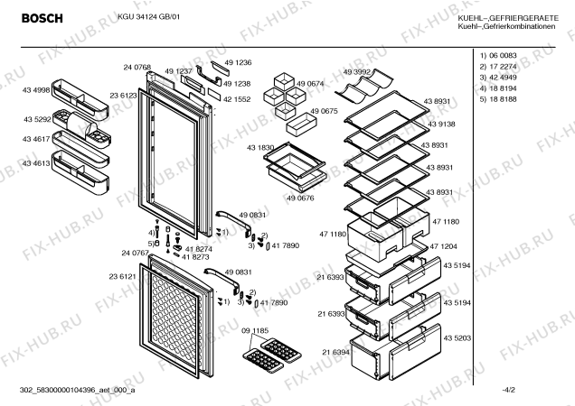Взрыв-схема холодильника Bosch KGU34124GB - Схема узла 02