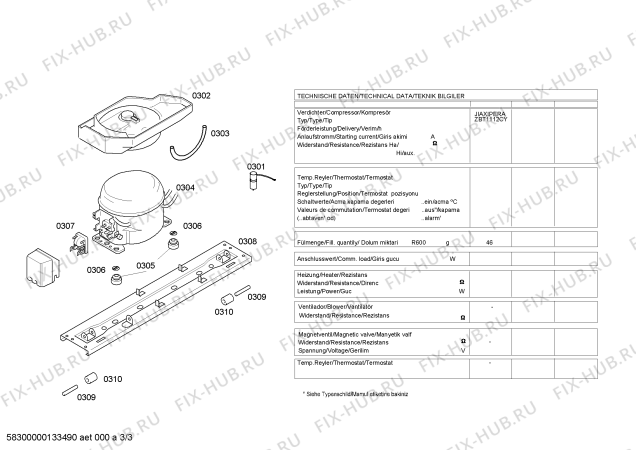 Взрыв-схема холодильника Siemens KG34NX03 - Схема узла 03