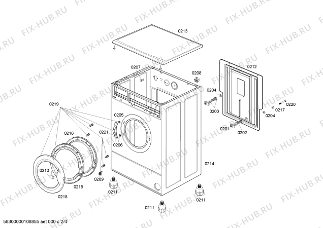 Схема №4 000215K02 с изображением Декоративная рамка для стиральной машины Bosch 00364435