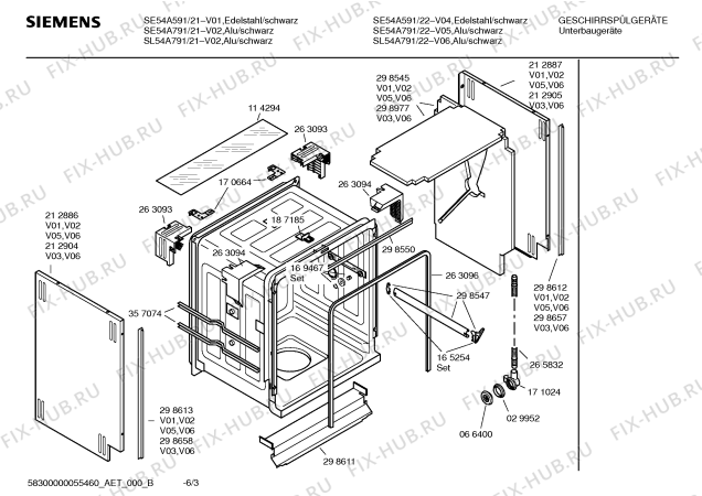Схема №6 SE55592 с изображением Инструкция по эксплуатации для посудомойки Siemens 00583110