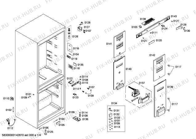 Схема №3 KGN46A43 с изображением Дверь для холодильника Bosch 00247604