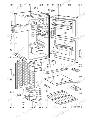 Схема №1 EK 134 N/R WS с изображением Дверка для составляющей Whirlpool 481244028844