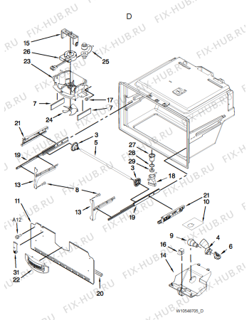 Схема №10 5MFX257AA с изображением Запчасть для холодильной камеры Whirlpool 482000010731