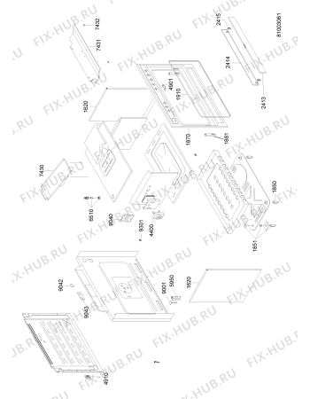 Схема №3 ACM 930/1 WH с изображением Клавиша для электропечи Whirlpool 480121101402