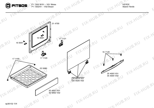 Взрыв-схема плиты (духовки) Pitsos P17202 - Схема узла 04