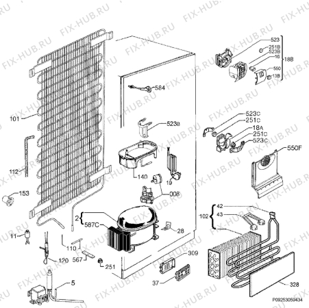 Взрыв-схема холодильника Ikea HAFTIGT 20282367 - Схема узла Cooling system 017