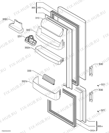 Взрыв-схема холодильника Arthurmartinelux ARB3023X - Схема узла Door 003