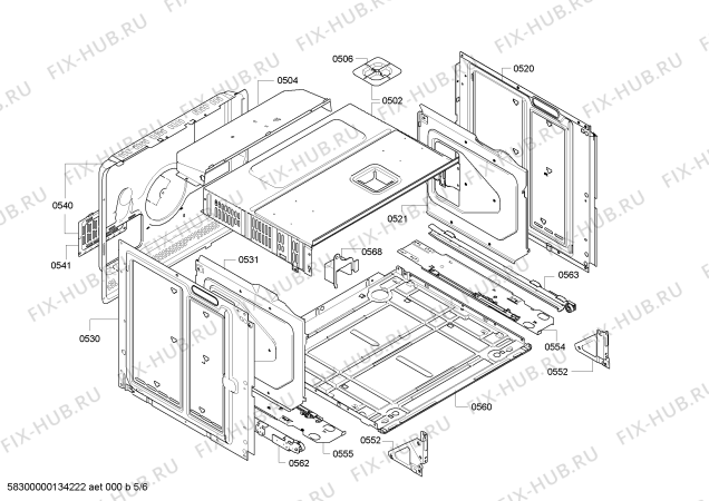 Взрыв-схема плиты (духовки) Bosch HBB78D750 - Схема узла 05