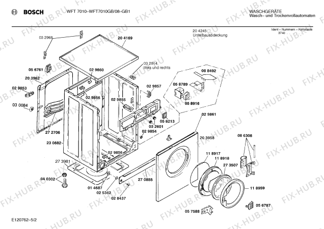 Схема №4 WFT7010GB WFT7010 с изображением Панель управления для стиральной машины Bosch 00273795