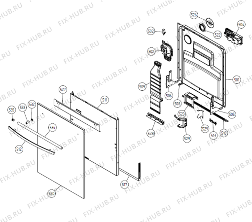 Схема №6 D3252 XL US   -White BiH (900001234, DW20.3) с изображением Панель управления для посудомойки Gorenje 264945