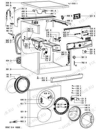 Схема №2 AWO/D 6212/D с изображением Модуль (плата) для стиралки Whirlpool 480111101887