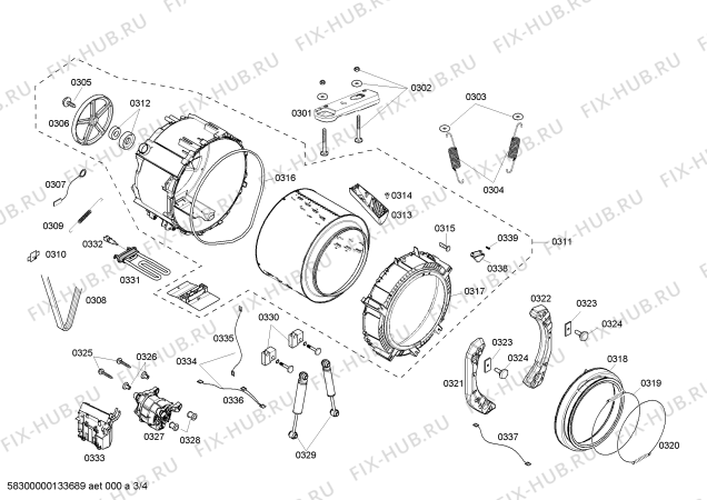 Взрыв-схема стиральной машины Bosch WFMC3301UC Nexxt 500 Series - Схема узла 03