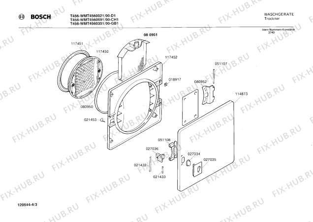 Взрыв-схема сушильной машины Bosch WMT4560351 T456 - Схема узла 03