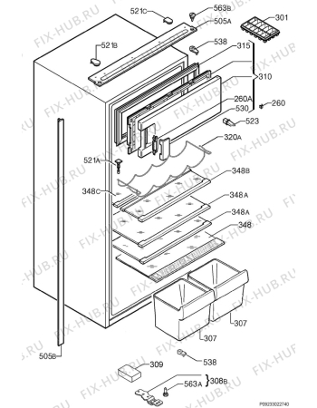 Взрыв-схема холодильника Arthurmartinelux ARN22520 - Схема узла Housing 001