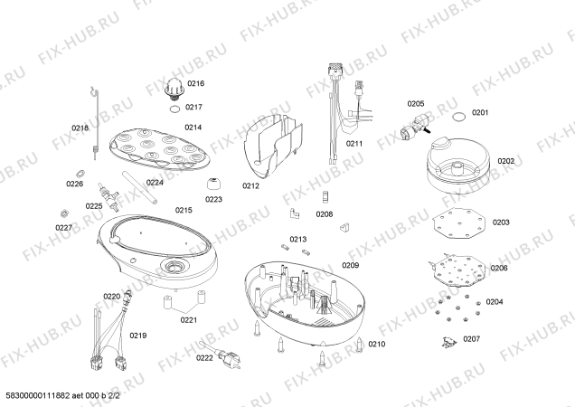 Схема №2 PL1382 PLATINIUM с изображением Верхняя часть корпуса для электропарогенератора Bosch 00489706