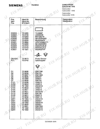 Схема №18 FA236G4 с изображением Плата для видеоаппаратуры Siemens 00739921