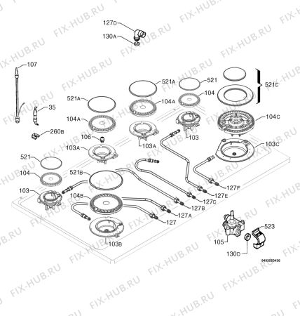 Взрыв-схема плиты (духовки) Zanussi ZGF980ITX - Схема узла Functional parts 267