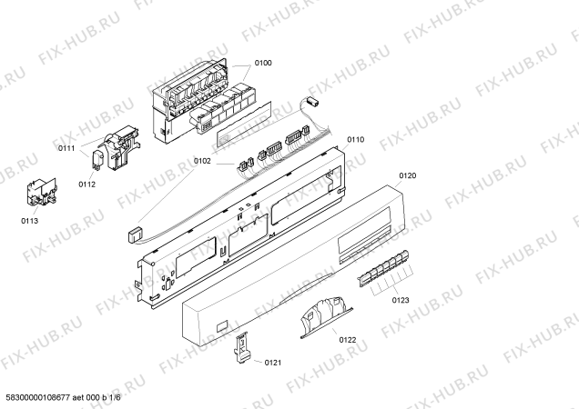 Схема №6 SGS59A02FF с изображением Передняя панель для посудомойки Bosch 00432942