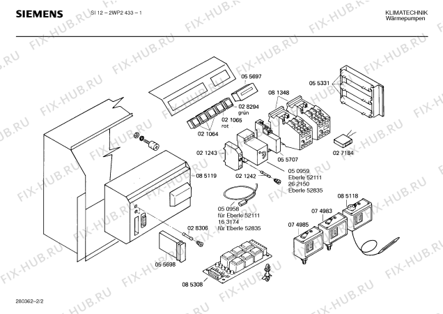 Схема №2 2WP2435-1 с изображением Реле для стиралки Bosch 00055707