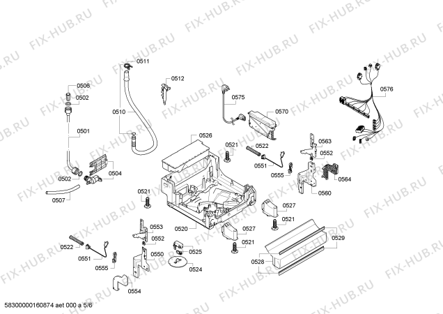 Схема №4 SPS40E02RU с изображением Передняя панель для посудомоечной машины Bosch 00708880