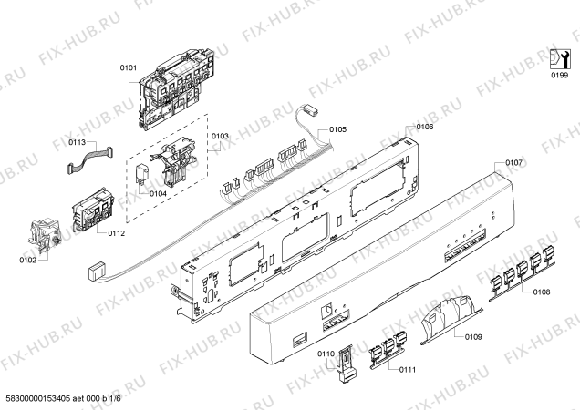 Схема №6 SHE55M06UC с изображением Набор кнопок для посудомоечной машины Bosch 00609619