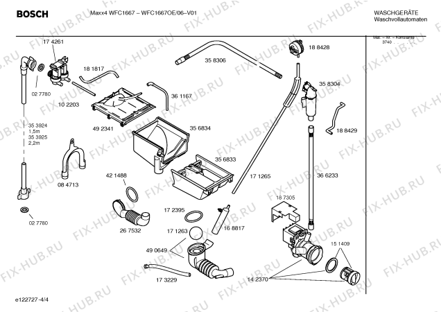 Схема №4 WFC1667OE Maxx4 WFC1667 с изображением Таблица программ для стиралки Bosch 00590943