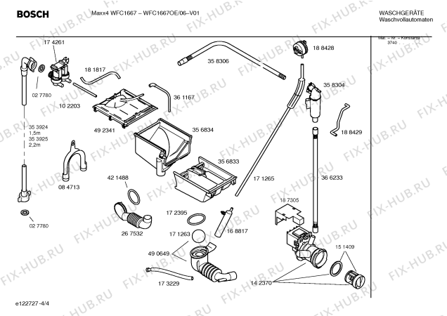 Схема №4 WFC1667OE Maxx4 WFC1667 с изображением Таблица программ для стиралки Bosch 00590942