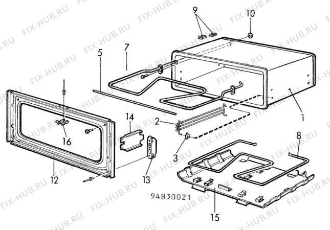 Взрыв-схема посудомоечной машины Electrolux CF6020 - Схема узла H10 Oven Cavity (small)