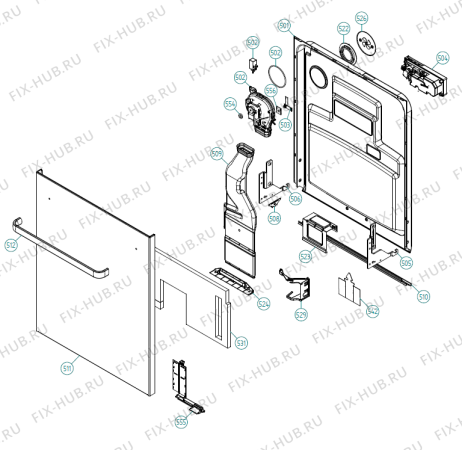 Взрыв-схема посудомоечной машины Asko D5893 CN   -SS Bi (339201, DW70.4) - Схема узла 05
