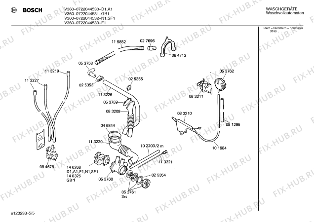 Взрыв-схема стиральной машины Bosch 0722044530 V360 - Схема узла 05