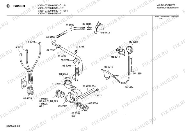 Взрыв-схема стиральной машины Bosch 0722044532 V360 - Схема узла 05