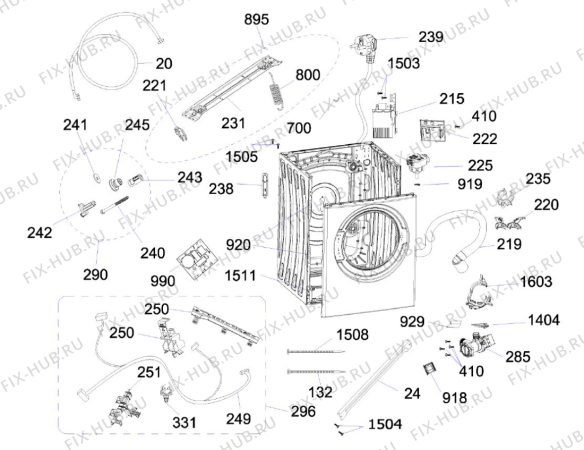 Схема №6 LOS 7011 с изображением Держатель для стиралки Whirlpool 482000097688