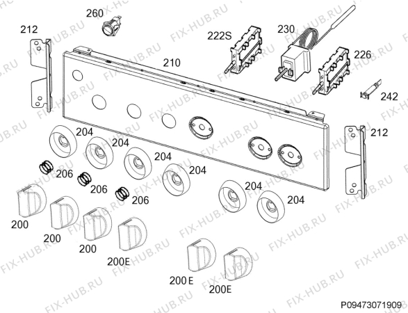 Взрыв-схема плиты (духовки) Zanussi ZCM640H1WA - Схема узла Command panel 037