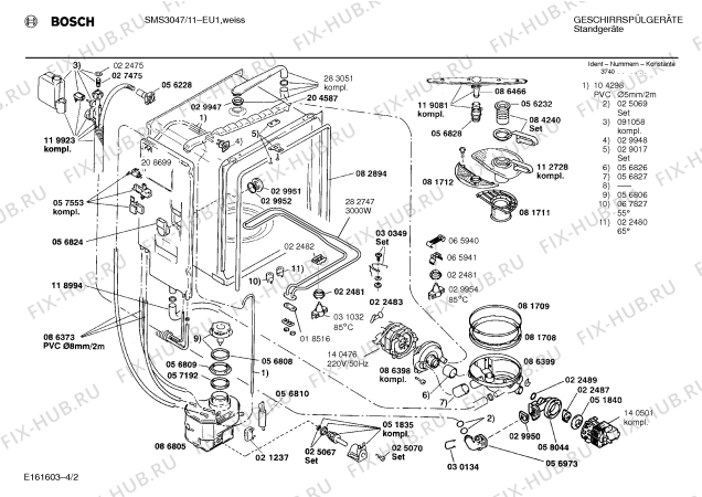 Схема №4 SMS3047 с изображением Панель для посудомойки Bosch 00280915
