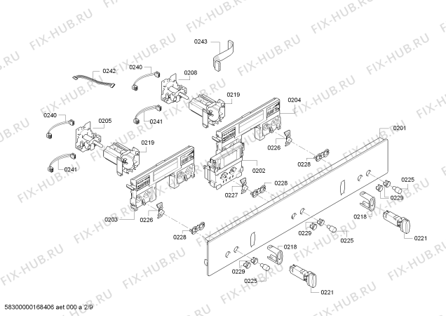 Схема №9 U15E52S3GB с изображением Панель управления для плиты (духовки) Bosch 00744067