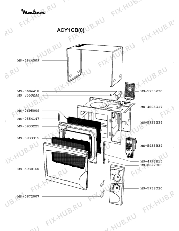Взрыв-схема микроволновой печи Moulinex ACY1CB(0) - Схема узла UP002037.0P2