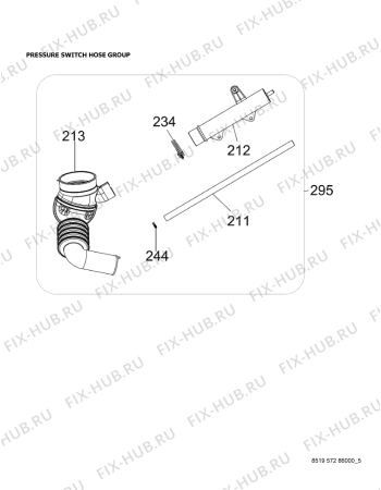 Схема №5 LOS 7010 с изображением Ручка (крючок) люка для стиралки Whirlpool 482000023696