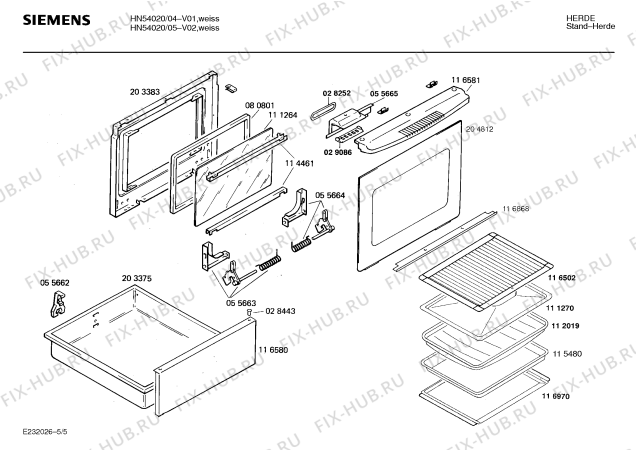 Схема №5 HN54020 с изображением Стеклокерамика для электропечи Siemens 00205069