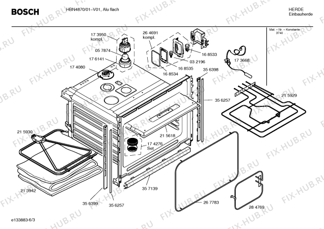 Взрыв-схема плиты (духовки) Bosch HBN4870 Bosch - Схема узла 03