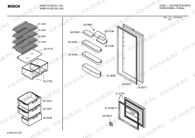 Схема №3 KIM27474IE с изображением Поднос для холодильной камеры Bosch 00353098