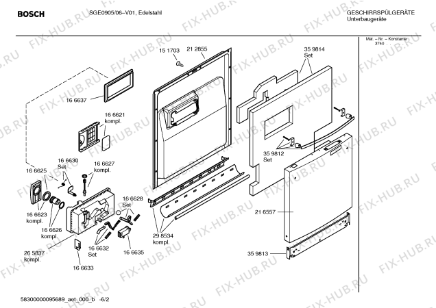 Схема №6 SGE0905 Logixx с изображением Инструкция по эксплуатации для посудомойки Bosch 00527466