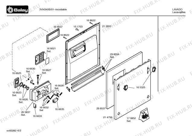 Схема №5 3VI434XB VI434 с изображением Вкладыш в панель для посудомойки Bosch 00366536