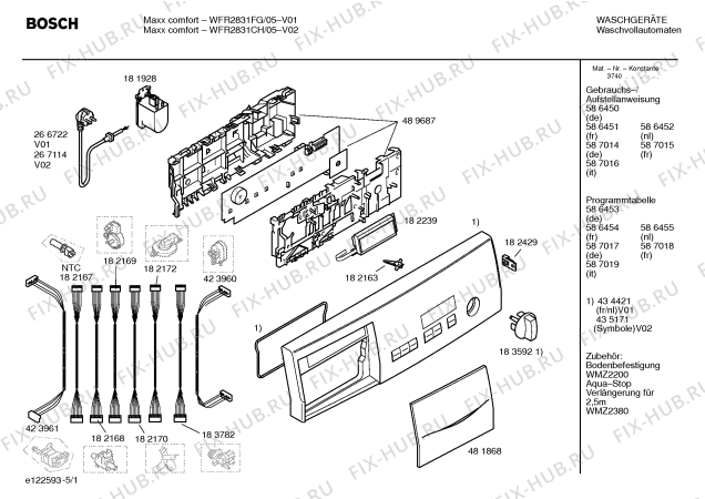 Схема №5 WFR2831CH Maxx comfort WFR2831 с изображением Таблица программ для стиральной машины Bosch 00587019