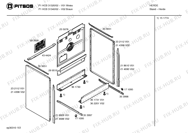 Схема №4 P1HSB21321 с изображением Ручка выбора температуры для плиты (духовки) Bosch 00416591