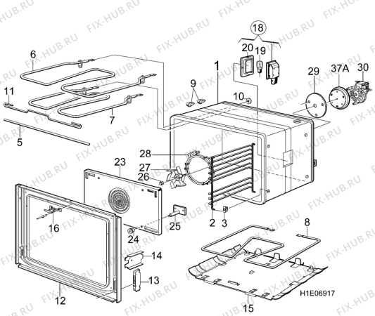 Взрыв-схема комплектующей Elektro Helios SK6269 - Схема узла H10 Main Oven Cavity (large)